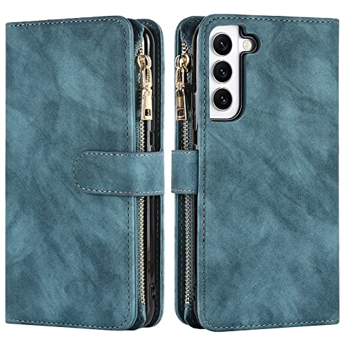 Jaorty Phone Case for Samsung Galaxy S22 Plus /S22+ 5G Wallet Case for Women with Card Holder,[9 Card Slots] Crossbody Necklace Lanyard Shoulder Strap Zipper Magnetic Leather Case,6.6" Blue by Jaorty - Image 7