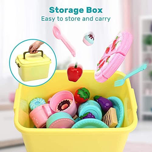 CUTE STONE Spielzeug-Tee-Set für kleine Mädchen, Kinder-Teeparty-Set enthält Wasserkocher mit Licht und Musik, Teekanne… – Bild 7