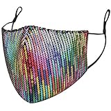 lentejuelas multicolor Siente la máxima comodidad, ajustable para que quede adaptada a tu rostro, cubriendo nariz, boca y mentón: 1. Extremadamente suave, agradable para la piel. 2. Interior de Algodón. 3. Te protege del viento, el polvo y los rayos UV. 4. Peso ligero y sin puntos de presión. 5. Absorbe el sudor y es transpirable. 6. Se puede lavar a máquina y se seca en minutos