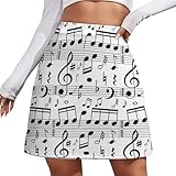 MsmazHko Womens High Waisted A-line Skirt Music Notes Mini Pencil Bodycon Skirt M