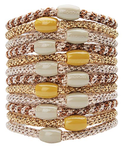 L. Erickson Grab & Go Ponytail Holder, Gold Metallic, Set of Twelve - Exceptionally Secure with Gentle Hold