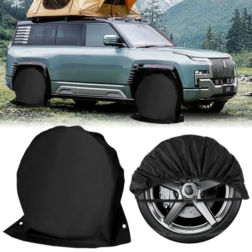 Housses De Pneus de Roue de Caravane pour Camping-Car Remorque Lot de 2 Imperméables Anti-UV pour Pneus de 27 à 29 Pouces de Diamètre 72,5 x 72,5 cm (Noir-2PCS)