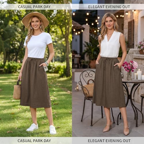 Image of Witsmile Women's Summer Pleated High Waisted Casual Flowy Skirt Pockets