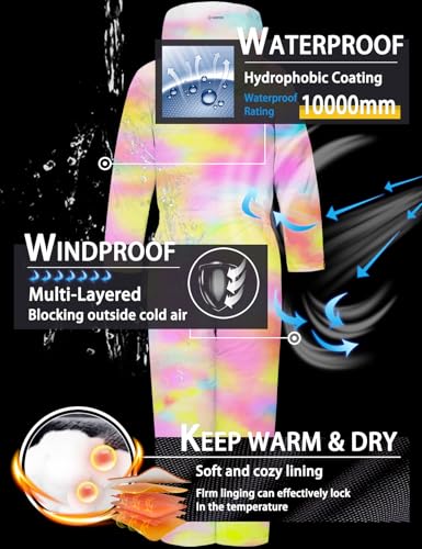 Image of GEMYSE Kids One Pieces Ski Suits Jumpsuits Boys Girls' Winter Outdoor Snowboarding Waterproof Snowsuits