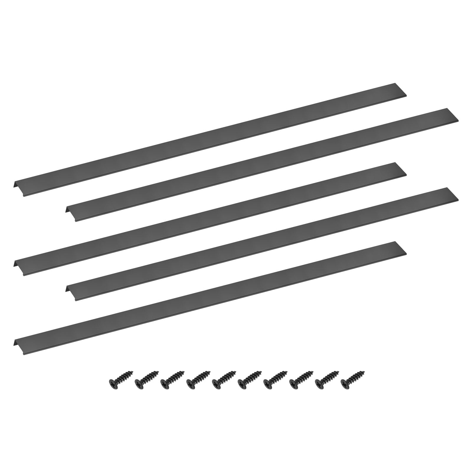sourcing map Cabinet Finger Edge Pull, 5pcs 1000mm / 39.37" Aluminum Alloy Back Mount Hidden Drawer Edge Handles, Modern Concealed Tab Pulls for Home Kitchen Furniture, Black — image 1