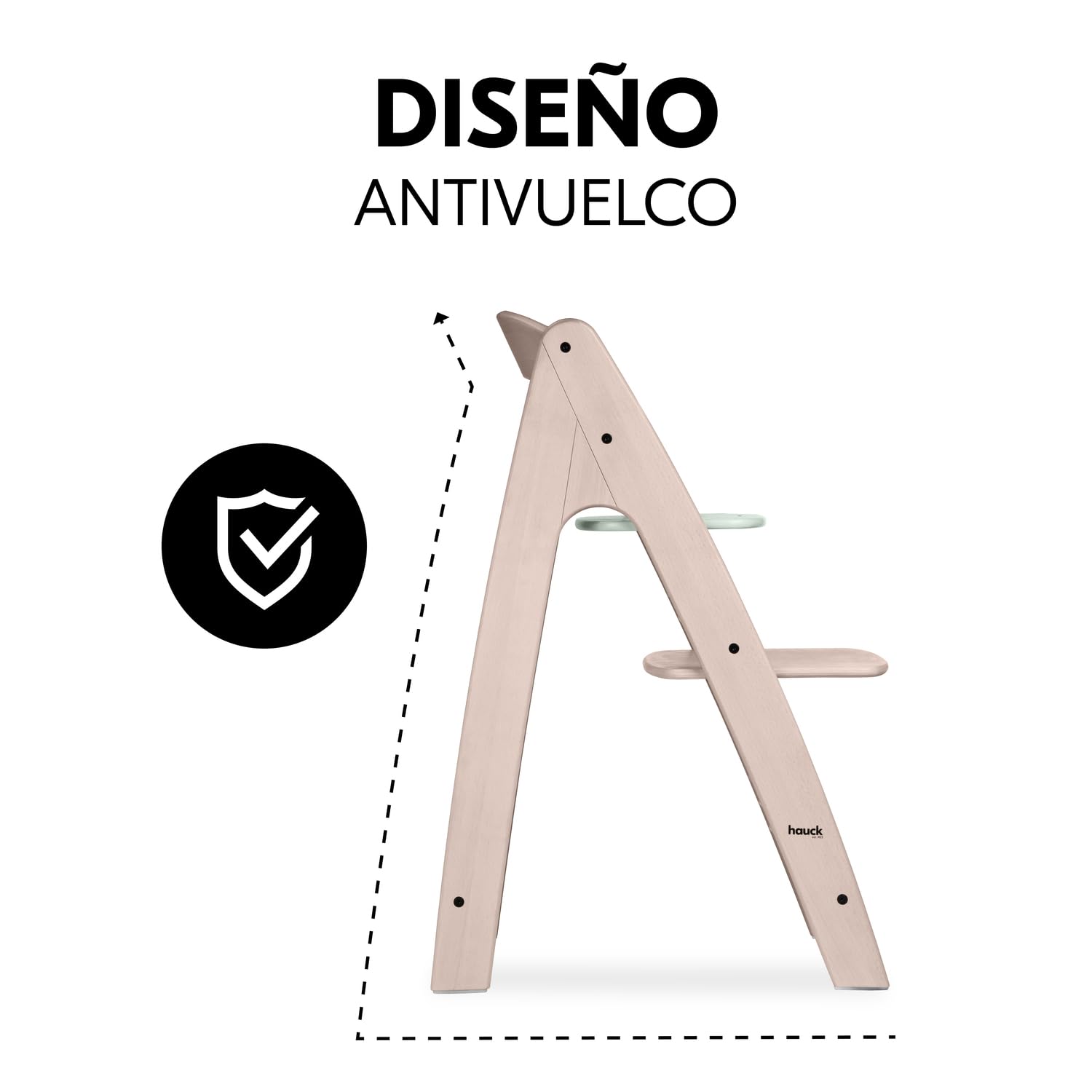 hauck Arketa N Play Trona de Bebé de Madera FSC®, Whitewashed Mint | Altura Ajustable 13 Posiciones, Incluye Bandeja Play Tray, Cinturón y Barra Delantera, Desde 6 Meses hasta 130 kg