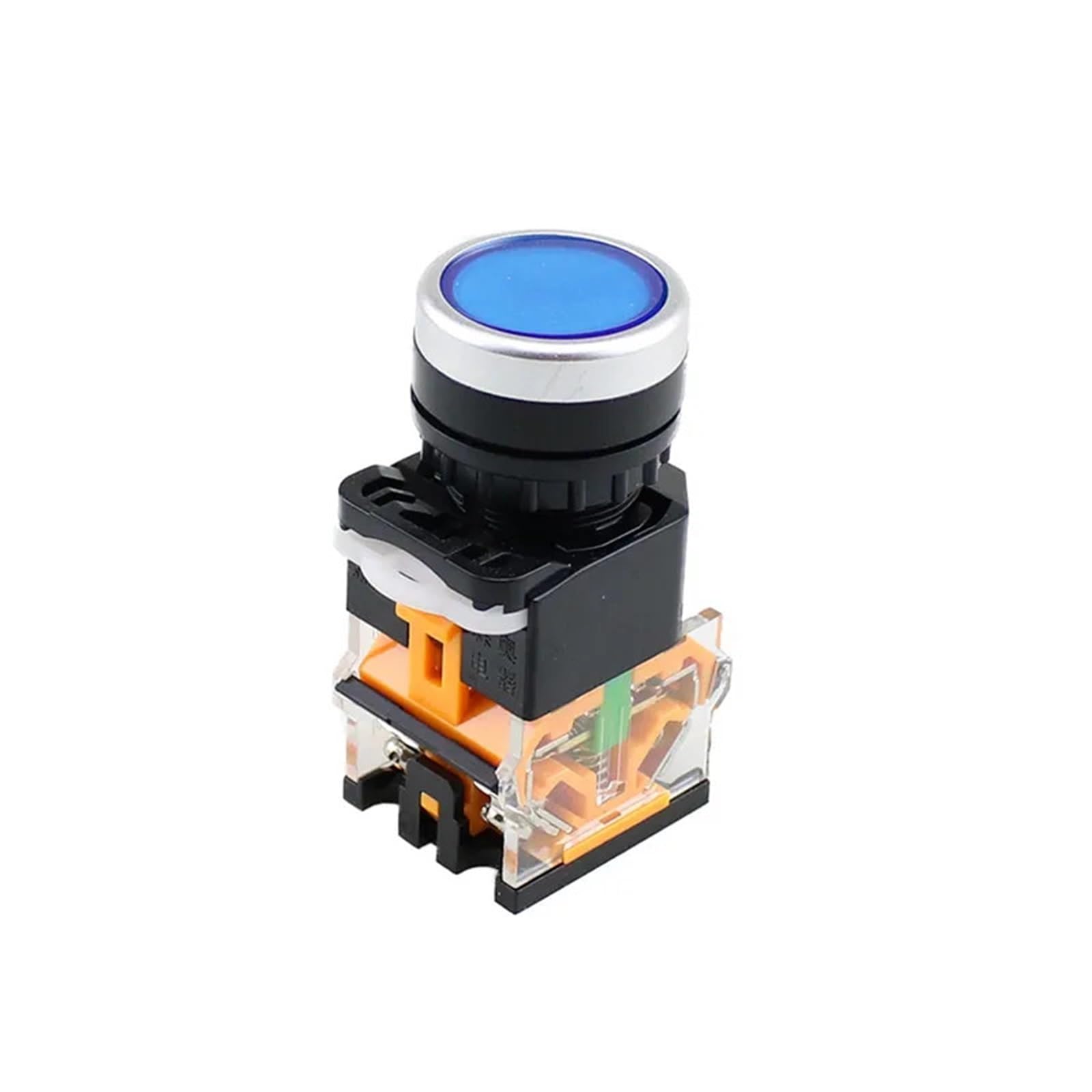 1 szt. LA38-11D/11DS rozdzielacz stykowy Push Button przełącznik z włącznikiem/wyłącznikiem światła Momentary/Rast 22 mm 220 V 24 V LED (żółty, samoblokujący, 6 V)