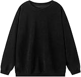 Corduroy Pullover Sweatshirt for Women Casual Crewneck Long Sleeve Sweater Trendy Going Out Tunic Top Fall Clothes (Black,Medium)