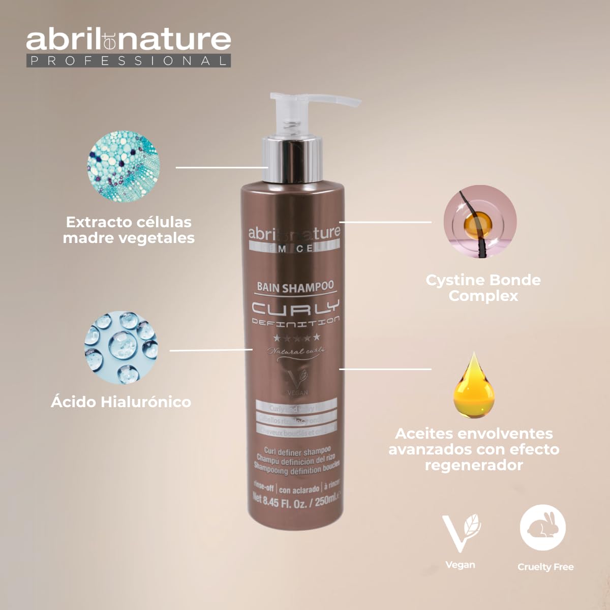 abril et nature - Champú profesional para cabello rizado Curly Definition - Hidrata, Define y fija los rizos y elimina el encrespado - con Protección térmica - Pelo Suave y Brillante 1000ml