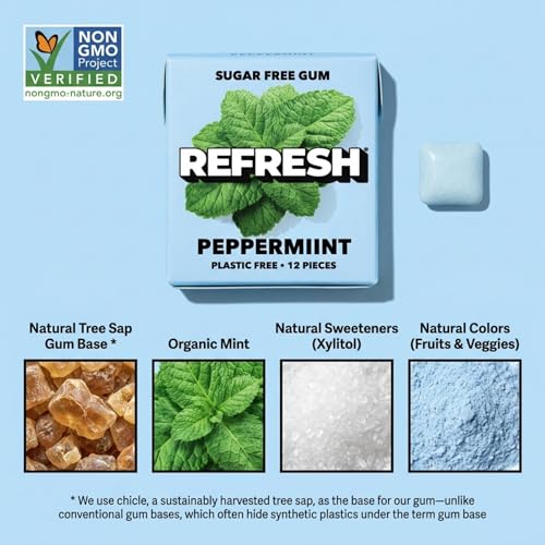Image of Refresh Plant Based Gum, Sugar Free, Xylitol, 12 Pcs, 6 Pack (Best Sellers Variety Pack)