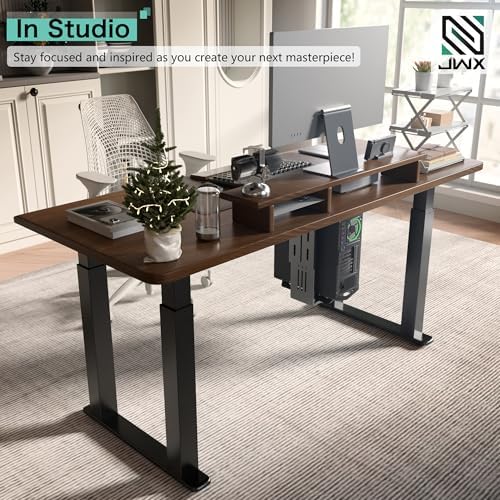 JWX 4-Leg Standing Desk Frame with Dual Motors, Electric Height Adjustable Desk Base, Heavy Duty 330 lbs Load, Fits Desktop 39″–79″, Anti-Collision, Memory Presets, Black Frame Only - Thumbnail 3