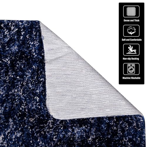 Image of Kuber Industries Bedside Runner for Bedroom & Living Room | Lexus Home Decor Carpet | Anti Skid Carpet Rug Mat | Kitchen Runner | 22x55 | Blue