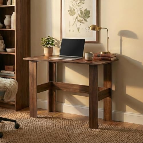 Image of Beten Standard Engineered Wood Study and Computer Laptop Table for Home or Office, WFH Desk, with Storage for Books and Decor Display for Adults Kids Students (Classic Brown)