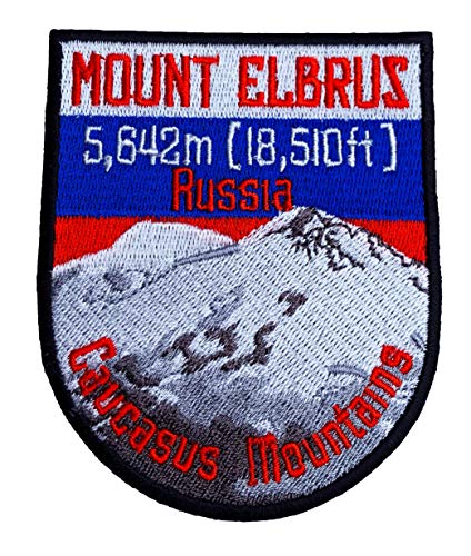 Mount Elbrus Russia Caucasus Mountains Iron on Patch / 3.5 Inch Embroidered Badge Applique Motif Trekking Mountain Climbing Mountaineering