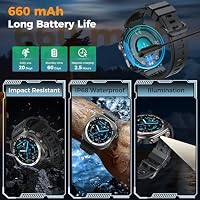 Soudorv Militär Smartwatch Herren Damen, 2026 Neu 1.43″ AMOLED Fitnessuhr mit Telefonfunktion, Smart Watch mit LED Taschenlampe/130+ Sportmodi/Herzfrequenz, IP68 Wasserdicht Sportuhr für iOS Android – Ansicht 4