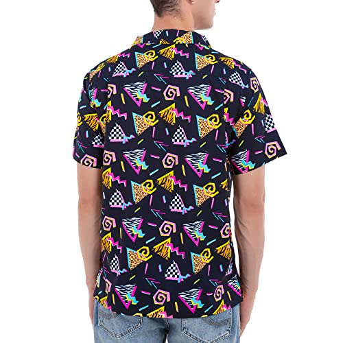 Artsadd 80S 90S Hawaiian Shirt For Men Retro Big And Tall Button Down Short Sleeve Shirts Aloha Beach Shirts Funny Party Disco Outfits L #TOP2