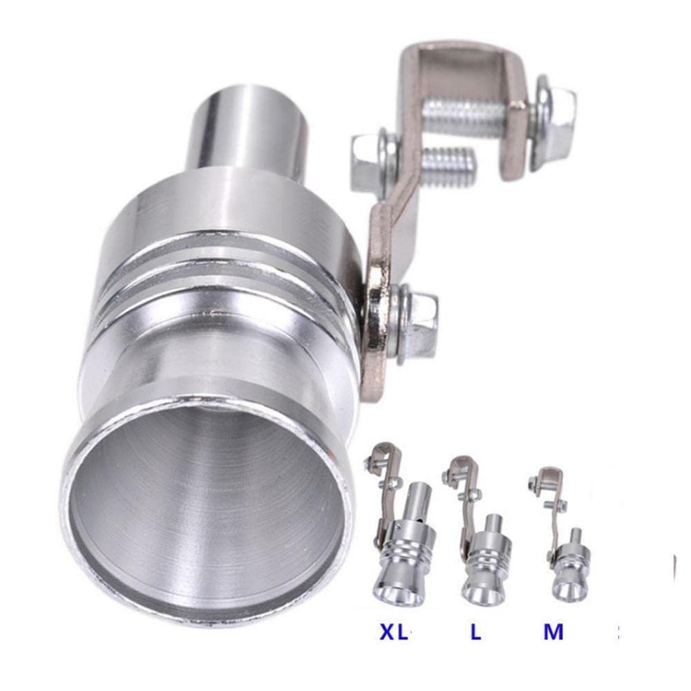in lega di alluminio taglia XL universale turbo marmitta tubo di scarico fischietto per auto ruggito, 2 pezzi argento