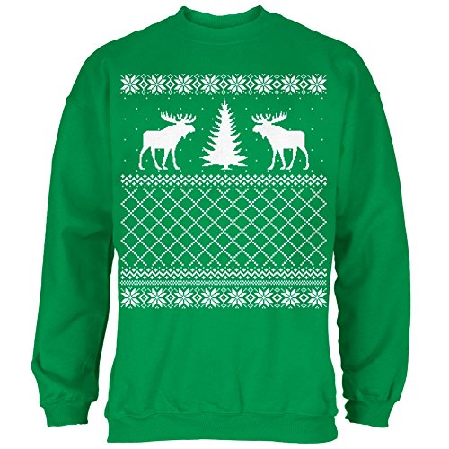 Alce Ugly Christmas Sweater irlandés verde adultos sudadera – Verde –
