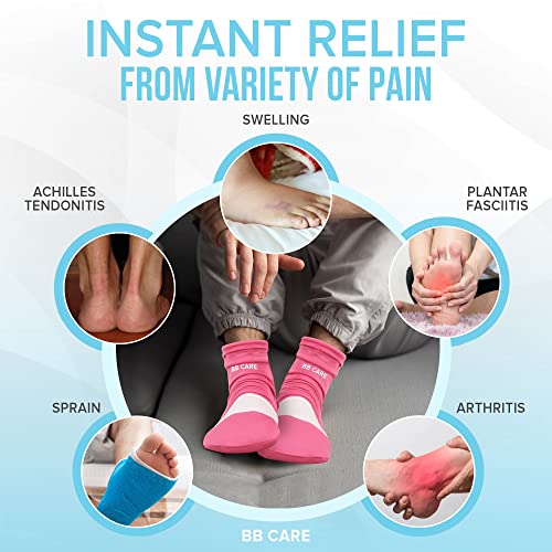 BB CARE Cold Therapy Socks - Pink Reusable Cooling Socks for Hot Feet - Ice Socks for Feet - Ice Bath Socks for Plantar Fasciitis, Arthritis, Postpartum Foot, Sprains & Swelling - Pink 11 inch Large - Thumbnail 3