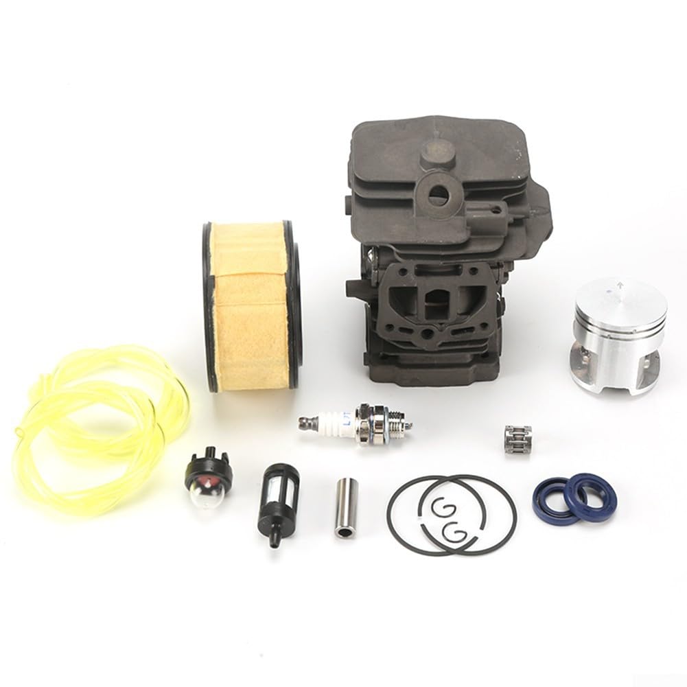 Kit de ajuste para motosierra MS251 incluye anillos de pasador de pistón de cilindro de 44 mm, filtro de aire, bombilla, filtro de combustible, sellos de aceite y tuberías de combustible (A)
