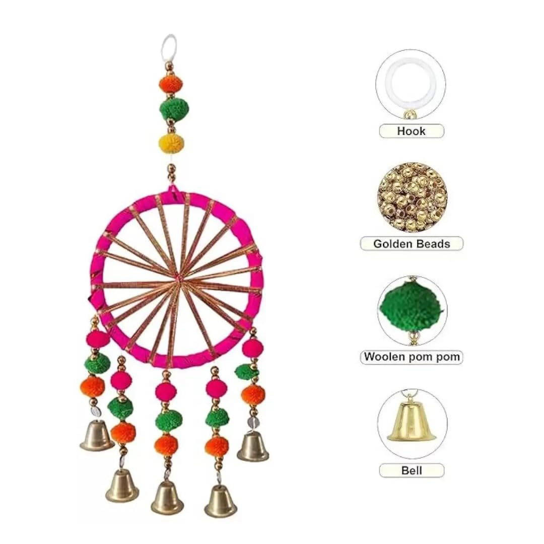 Floroom Yellow Net & Chakra Hanging Set – Ideal for Haldi Function, Wedding, Pooja & Festive Home Decoration (Haldi_21) 3