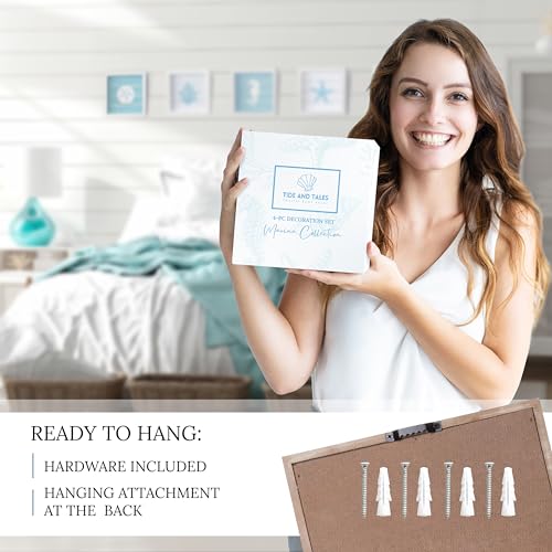 TideAndTales Ocean Beach Themed Room Decor (Framed Set of 4) Coastal 3D Wall Art with Starfish, Seahorse, Sand Dollar and Coral - Turquoise Coastal Room Decor - Seashell Beach Decorations for Home - Image 6