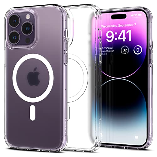 Image of Spigen Ultra Hybrid MagFit Back Cover Case for iPhone 14 Pro, Clear Transparent, MagSafe Compatible - Polycarbonate + TPU | Frost Clear