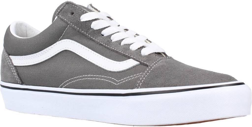 Vans U Old Skool Trainers, Pewter/True White, Men's Size 40, Grey, 40 EU