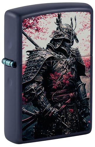 Zippo Sturmfeuerzeug - Samurai Warrior, Navy Matte, Color Image - Nachfüllbar - Wiederverwendbar - Windfestes Design - Geschenkbox - Made in USA
