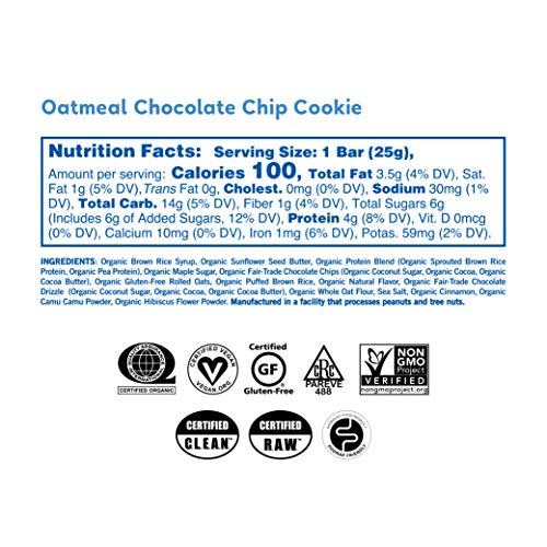 Gomacro Kids Macrobar Organic Vegan Snack Bars - Oatmeal Chocolate Chip Cookie (0.90 Ounce Bars, 7 Count) #TOP2