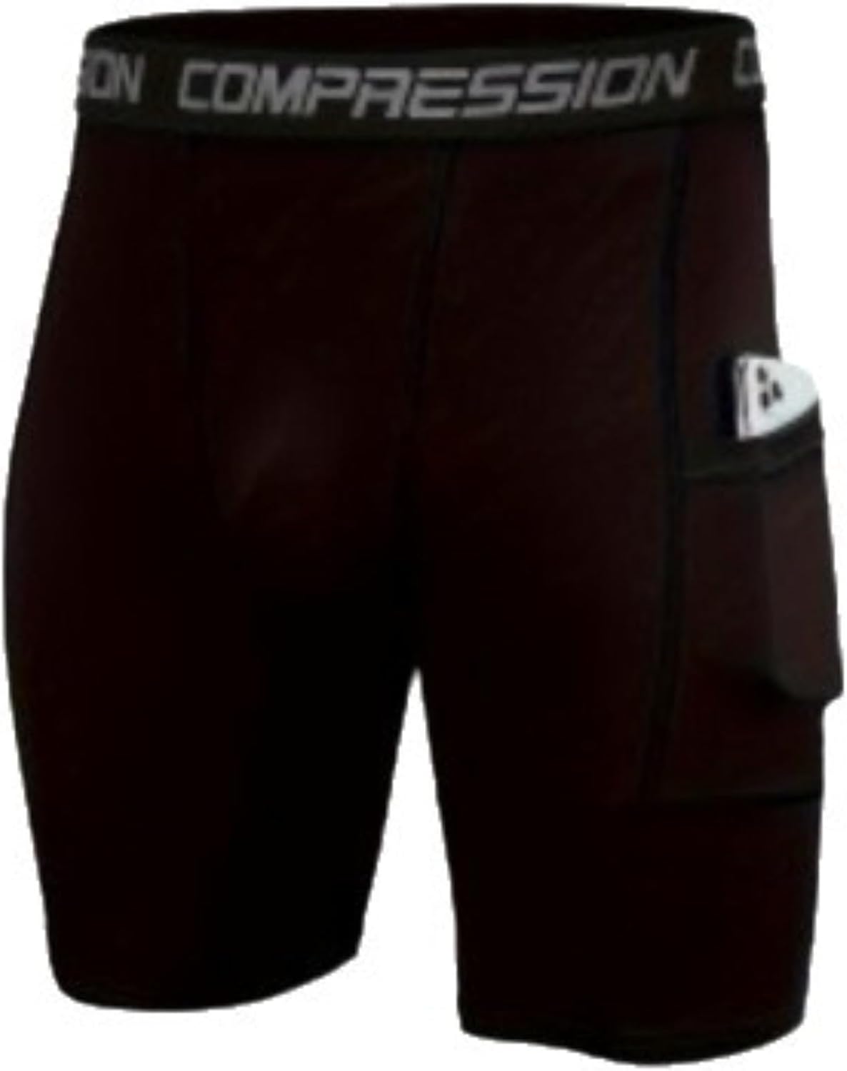 Men’s Compression Shorts,with High Elasticity and Pocket, Breathable Athletic Fitness Pants for Running and Training