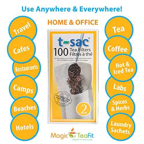Modern Tea Filter Bags, Disposable Tea Infuser, Size 2, Set Of 200 Filters - 2 Boxes - Heat Sealable, Natural, Easy To Use Anywhere, No Cleanup – Perfect For Teas, Coffee & Herbs - From Magic Teafit #TOP3