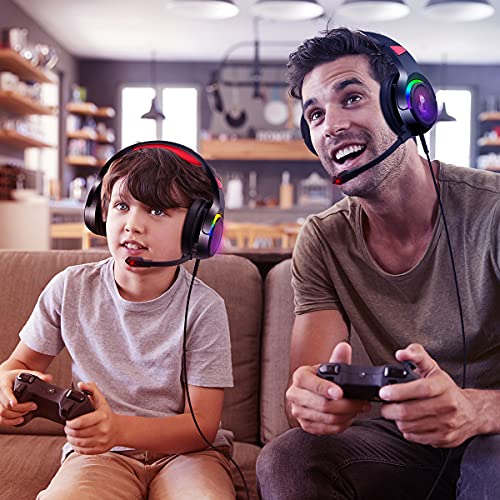 Gaming Headset For Pc With Mic Ps4/Ps5 Xbox One,Envel Over-Ear Headphones With Volume Control Rgb Led Light Cool Stereo,Noise Reduction For Laptops,Smartphone,Computer #TOP2