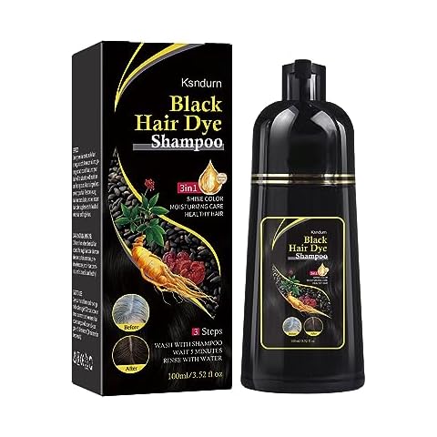 Ksndurn Black Herbal Hair Dye for Gray/White Coverage - 3-In-1 Color Control Shampoo Para Canas (100ml) Cover