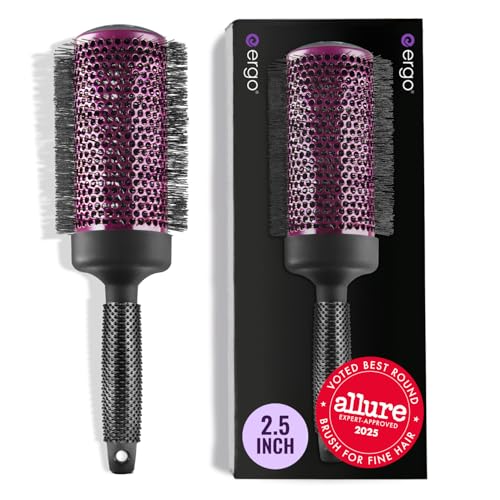 ERGO Super Gentle Round Brush for Blow Out - Salon Quality Hair Styling for Women - Roller for Wet and Dry Hair - Volumizing Care Blowout - ERG65: 2.5'