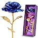 Blue Leaf 24K Gilded Artificial Roses for Thanksgiving Day Mother's Day Valentine's Day Birthday Gift (Blue)