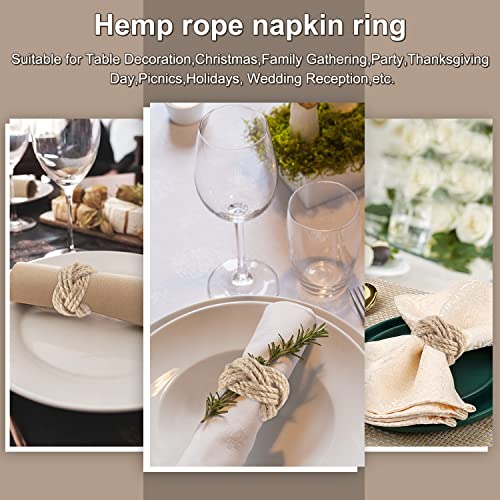 Mlurcu Burlap Napkin Rings Set Of 12, Nautical Napkin Rings Rope Napkin Rings Rustic Farmhouse Woven Napkin Rings For Dining Banquet Wedding Thanksgiving Christmas Easter Holiday Table Decorations #TOP6