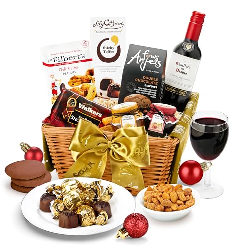 Christmas Red Wine Gift Basket - Windermere Wine Gift Set with Shortbread, Artisan Chocolates, Gourmet Jam - Luxury Christmas Hampers for Men & Women, from Regency Hampers