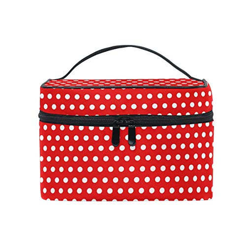 HaJie - Bolsa de maquillaje de gran capacidad con estampado de lunares para viaje, portátil, neceser de almacenamiento, bolsa de lavado para mujeres y niñas Cover