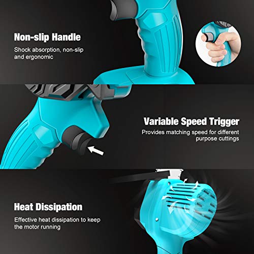 Merece 4 Inch Mini Chainsaw 20v 1.5Ah Cordless Electric Chainsaw Battery Chain Saw, 1.1KG One Hand Chainsaw for Garden Bush Tree Branch Pruning Shears Wood Cutting