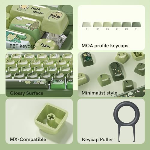 Image of dagaladoo PBT Keyboard keycaps Ceramic Style,Matcha Green moa keycaps