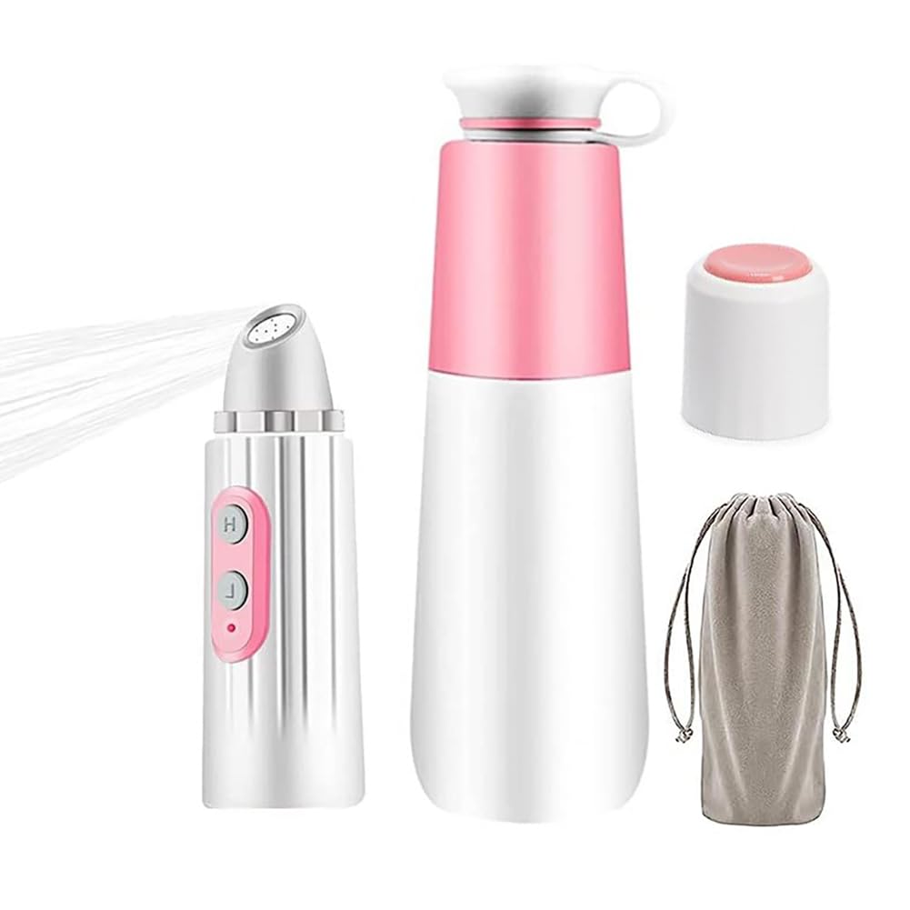 Przenośny bidet ręczny Bidet podróżny 2 Ciśnienie wody Akumulator Osobista rączka bidetowa z butelką i torbą 270 ml, wodoodporny IPX7 BEZ BPA pink