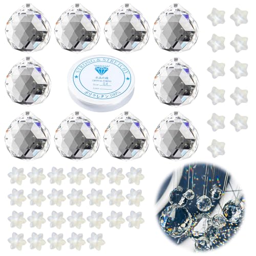 10 Pcs Crystal Ball 20 mm, Sun Catcher Crystal for Mirror Refract...