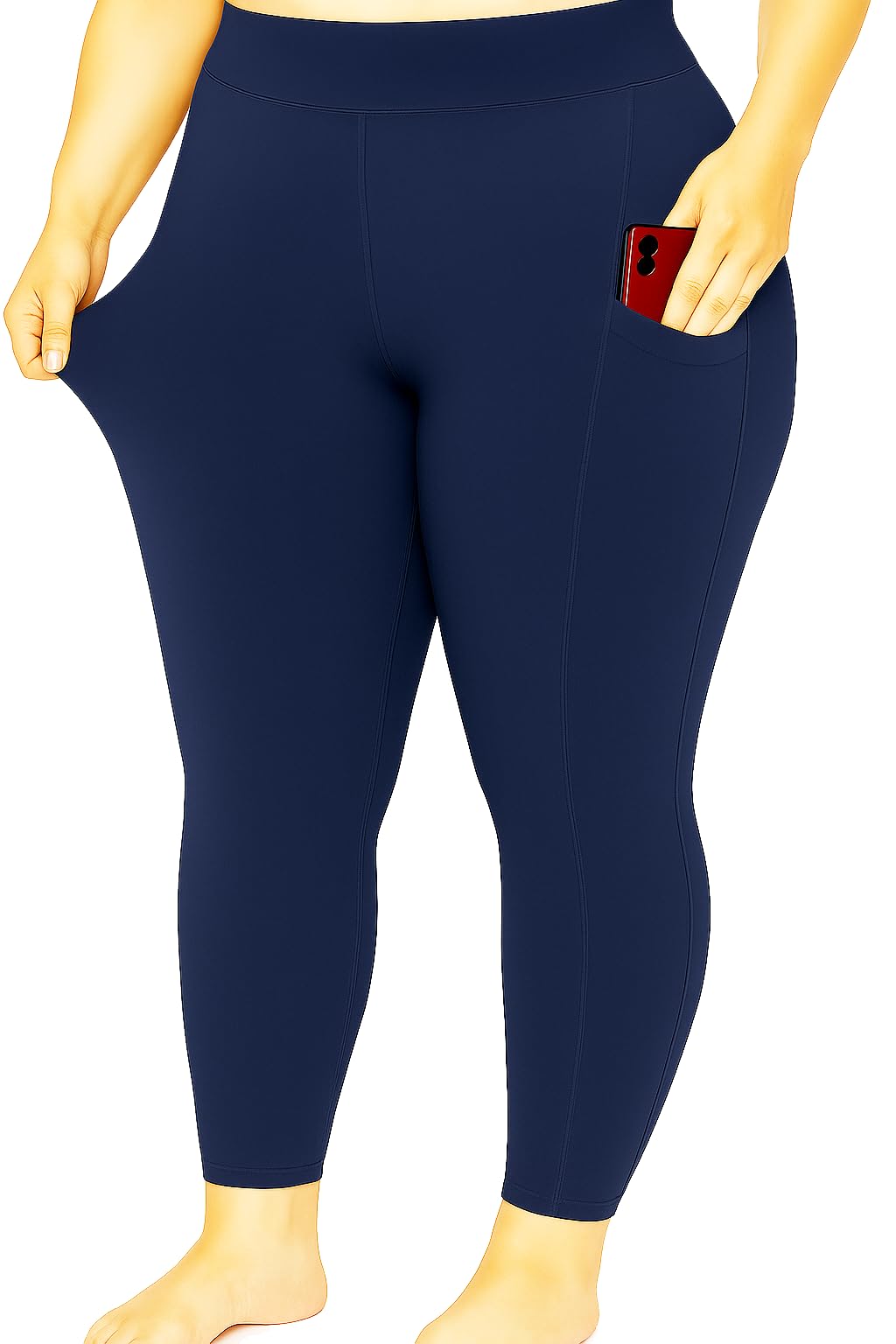Bio-Washed Soft and Stretchy Ankle Length Leggings with Pocket (Regular and Plus Size)-image-9