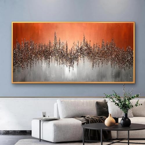 Impressions sur toile minimalistes et affiches de peinture abstraite orange pour mur de salon