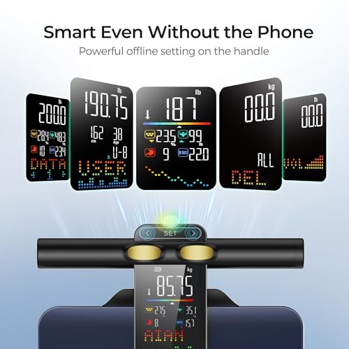 RunStar Smart Scale for Body Weight and Fat Percentage, 8 Electrodes High Precision Body Composition Scale with Set Functions Handle, Body Analyzer Scale Sync App 28 Metrics 400lbs