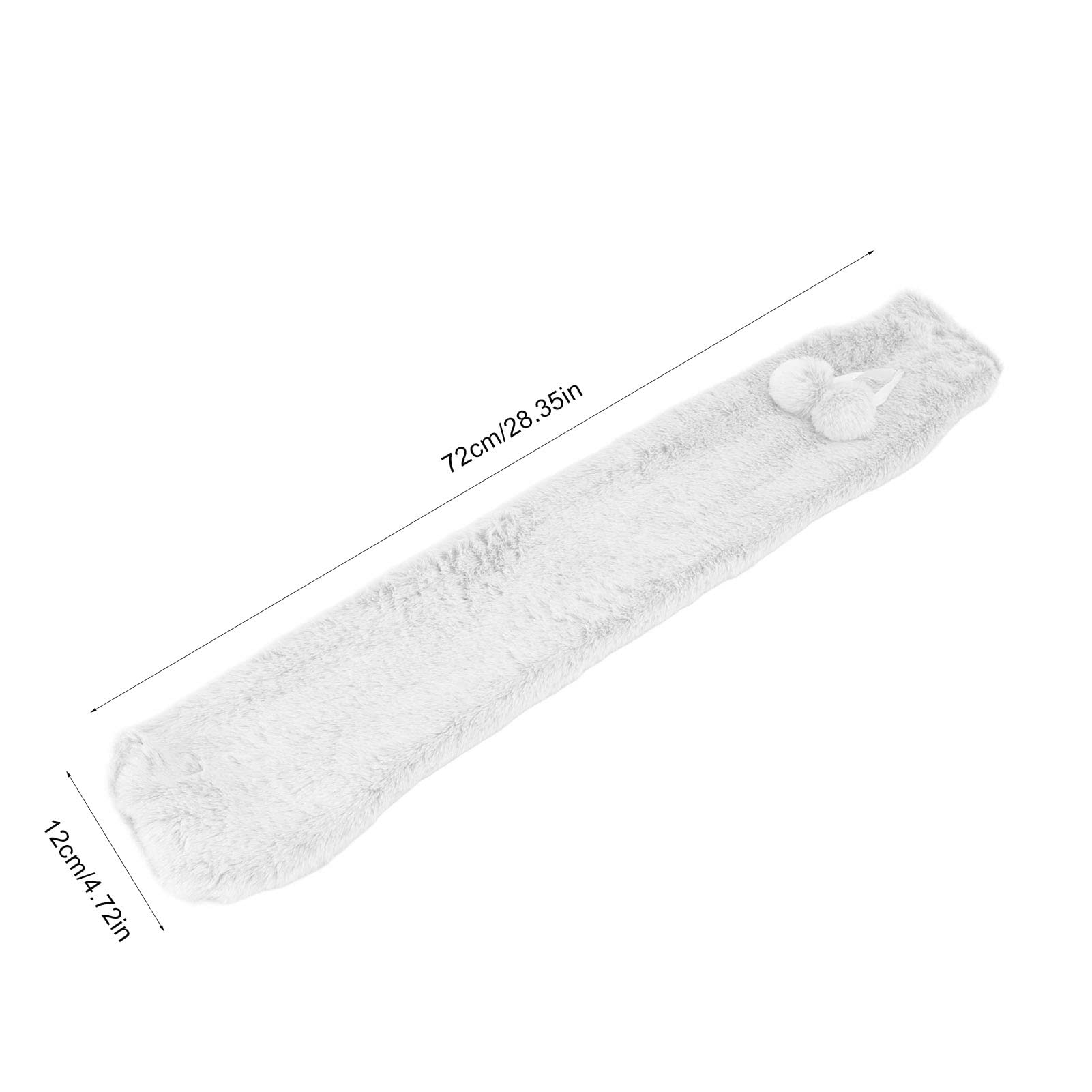 Long Hot Water Bottle, 2000ML Hand Warm Water Bag Explosionproof Rubber Plush Hot Water Bottle for Winter, Pain Relief for Neck and Back (Black and White)