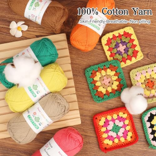 Image of Katech 1OO% Cotton Yarn for Crocheting-2 Sport Weight Baby Yarns (White)