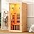 Albott Infrared Sauna for 1 Person, 1260W/110V Hemlock Wood Dry Sauna with Foot Heater, 7-Color Light Therapy, Dual Bluetooth Speaker, LCD Control, Easy Assembly – Compact Indoor Spa 32.3"x32.3"x66.1"