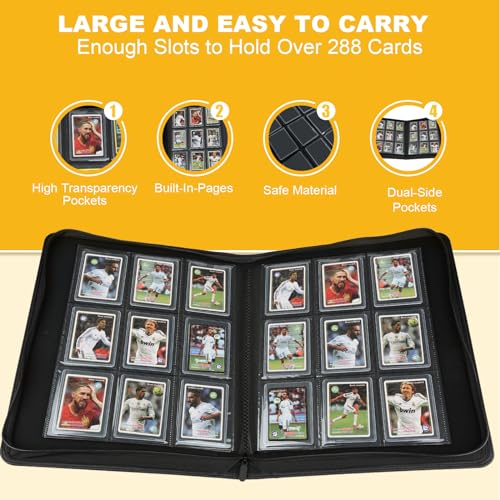 Image of Toploader Binder,Toploader Hard Cases, 9-Pocket Pages Sleeves Hold up 288 Cards.Toploader Card Binder with Sleeves for inch3x4 inch rigid,Card Holder(blue)